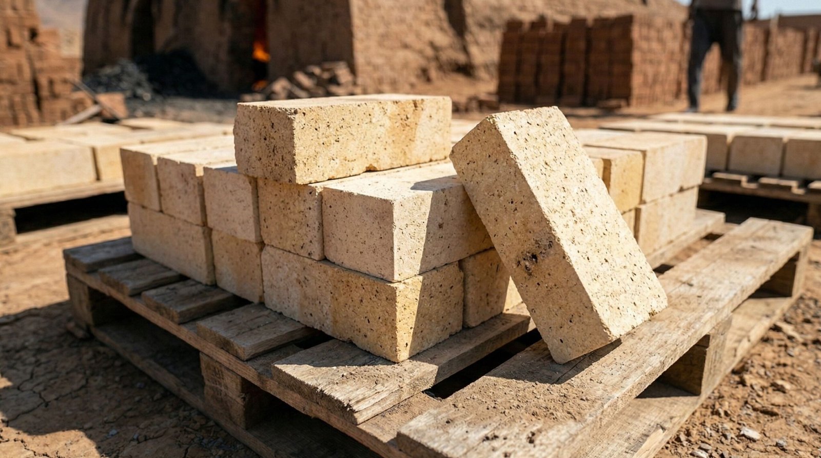 Yellowish firebricks used for high heat