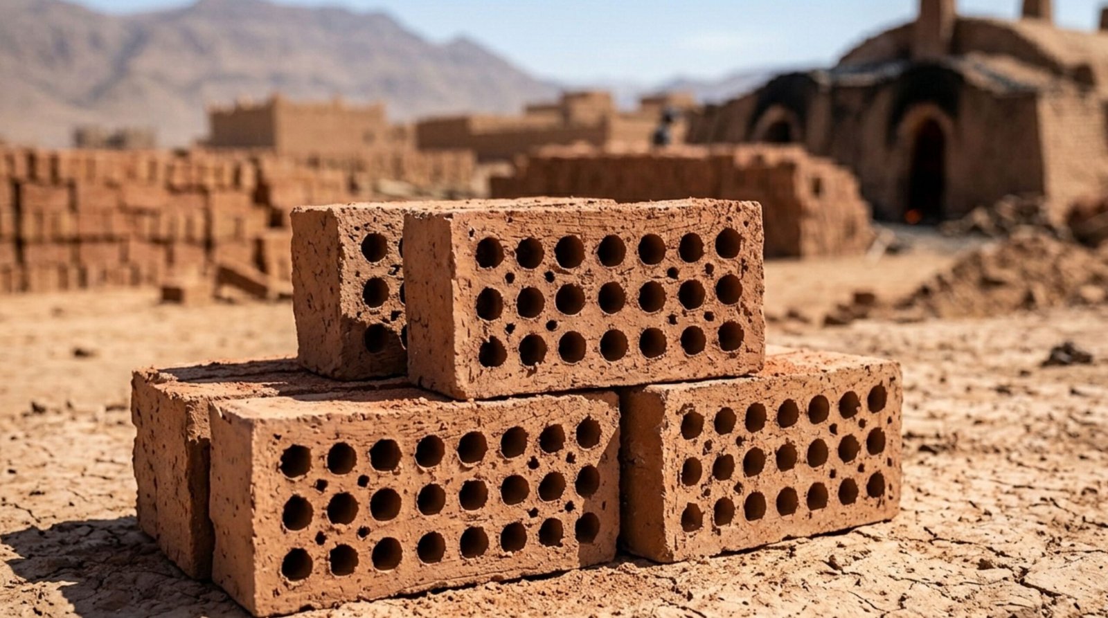 Clay bricks with several small holes