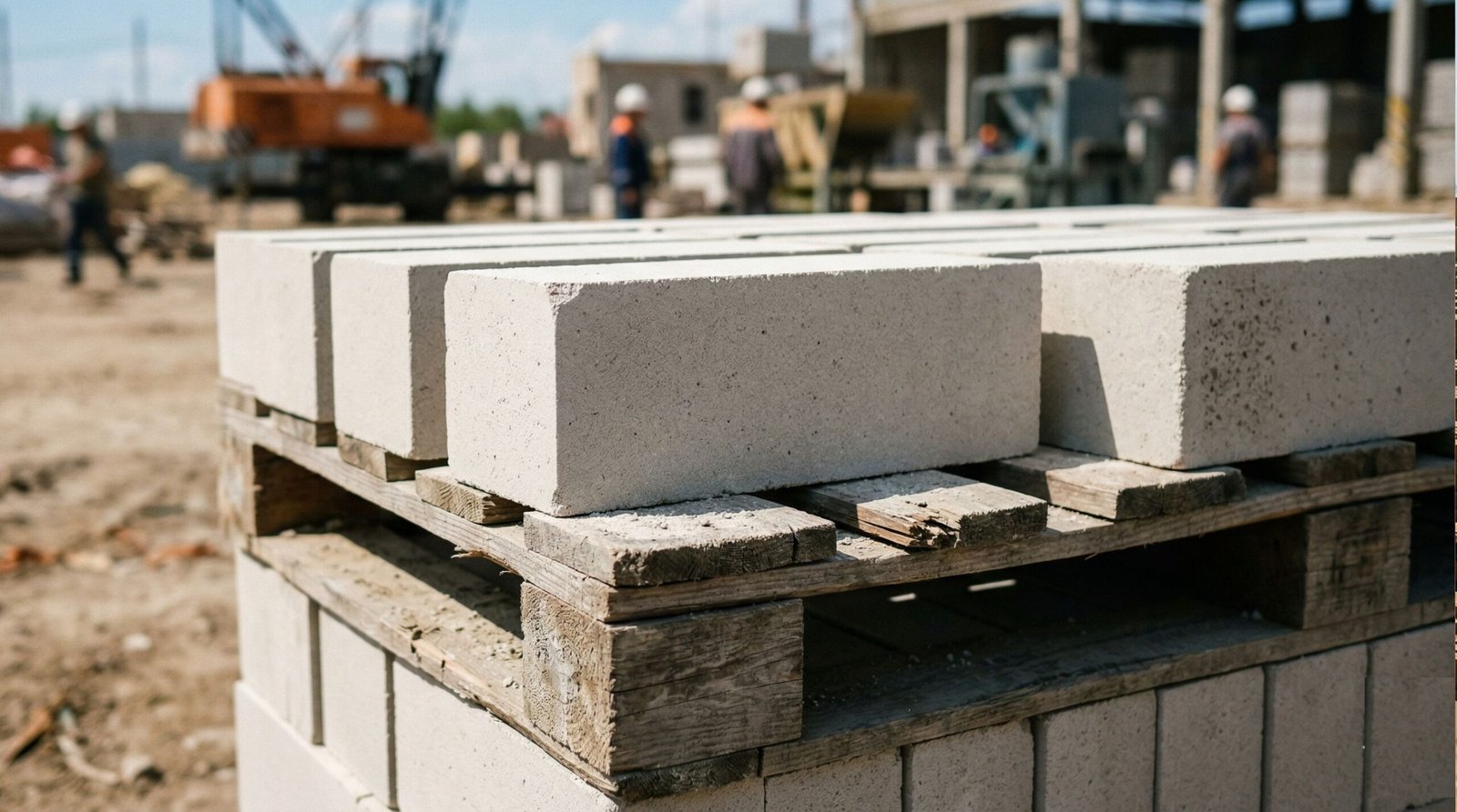 White colored sand lime bricks